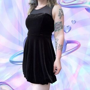 vtg late y2k 2011 forever21 whimsygoth velvet mini bubble dress, sz md